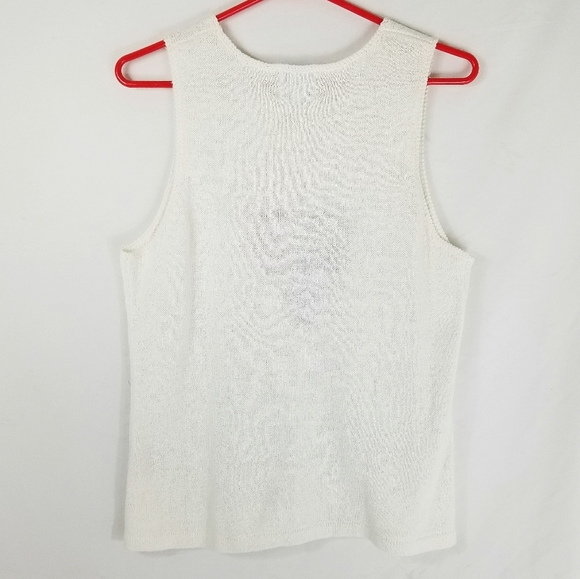 4th of July Grandma Knit Red White Blue Flag Sleeveless Cotton Blend Tank Top - Picture 8 of 11